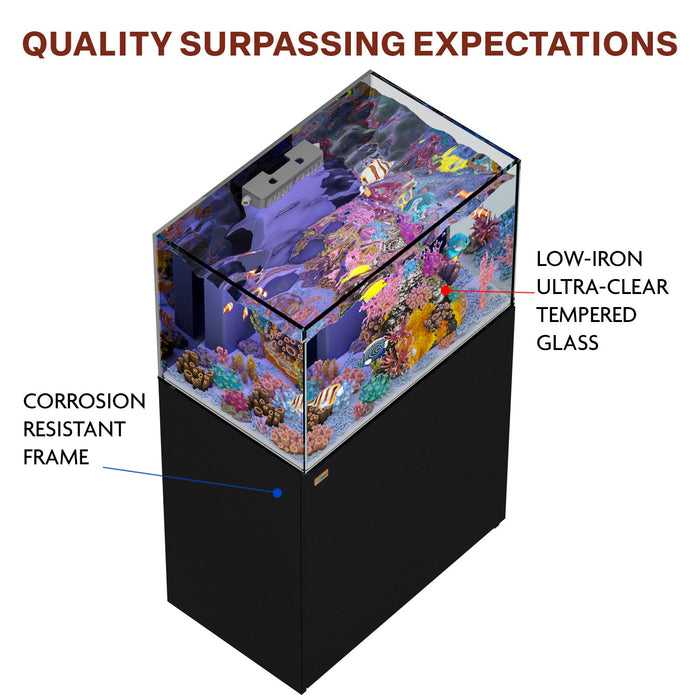 Aqua Dream Coral Reef Aquarium 90 Gallon Ultra Clear Glass Tank & Built in Sump All Black