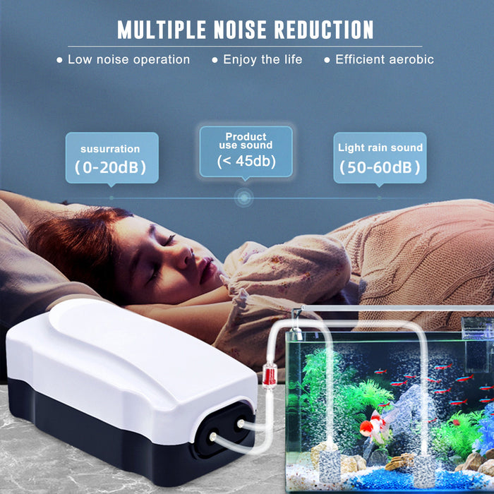 Aqua Dream Quiet Air Pump Output 2X65 GPH Oxygen Aerator Pump for 25-110 Gallons Fish Tank, Oxygen Adjustment