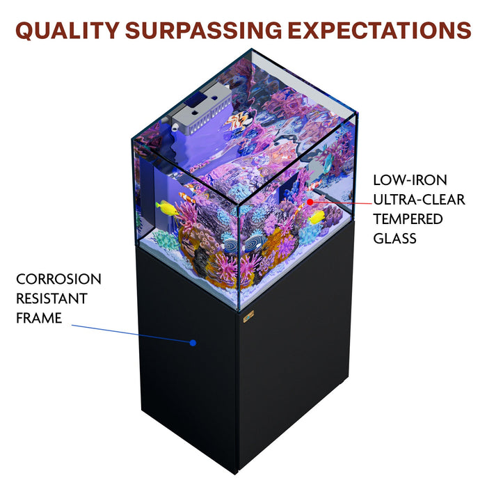 Aqua Dream 63 Gallon Coral Reef Aquarium Ultra Clear Glass Tank & Built in Sump All Black