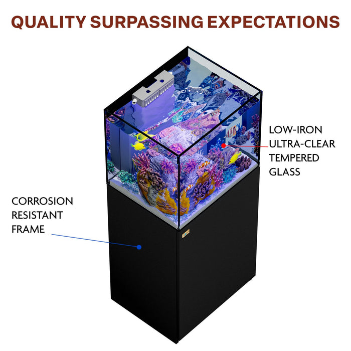 Aqua Dream 50 Gallon Coral Reef Aquarium Ultra Clear Glass Tank & Built in Sump All Black