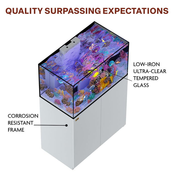 Aqua Dream 100 Gallon Coral Reef Aquarium Ultra Clear Glass Tank & Built in Sump White