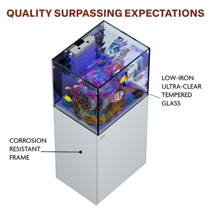 Aqua Dream 63 Gallon Coral Reef Aquarium Ultra Clear Glass Tank & Built in Sump White