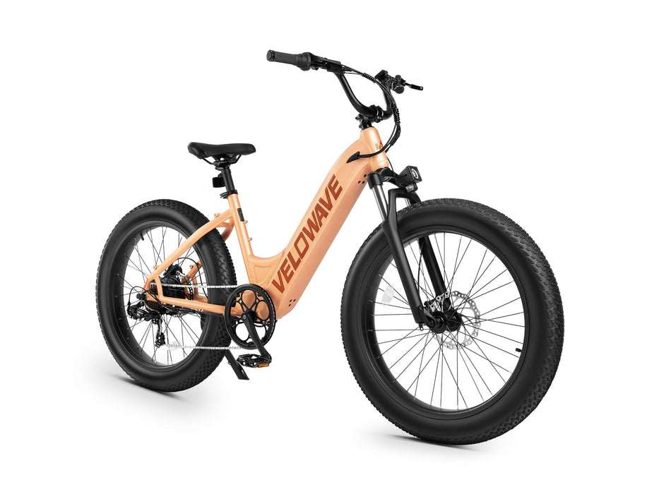 Velowave Rover Step-Thru Electric Bike 750W Motor, Fat Tires, 50-Mile Range, Hydraulic Brakes