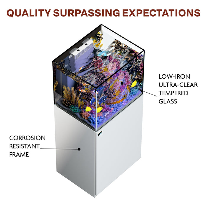 Aqua Dream 50 Gallon Reef Tank Aquarium Ultra Clear Glass & Built in Sump All White
