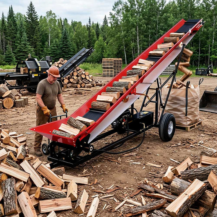 6.5HP Firewood Conveyor Max. 9.8ft Lift Height with B&S Engine and 12" PVC Belt