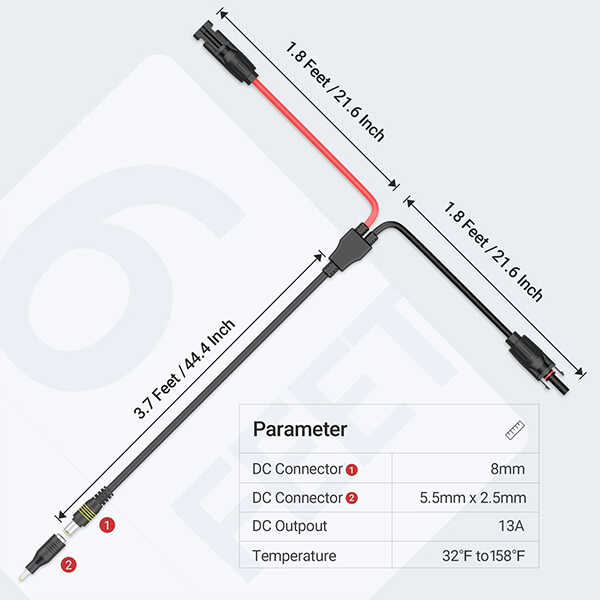 6Feet 14AWG Solar Connector to DC Adapter