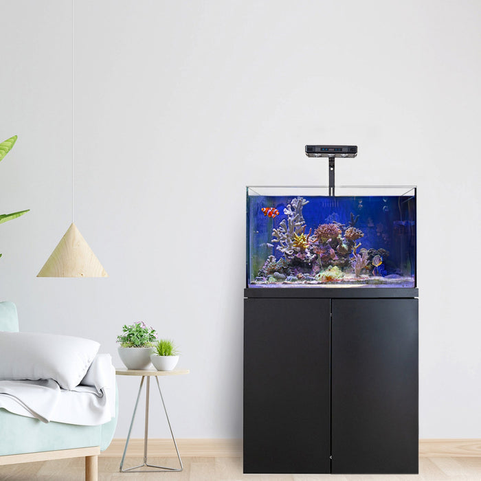 Aqua Dream Coral Reef Aquarium Tempered Glass 90 Gallon Tank Complete Set Black including one Coral light & one Protein Skimmer