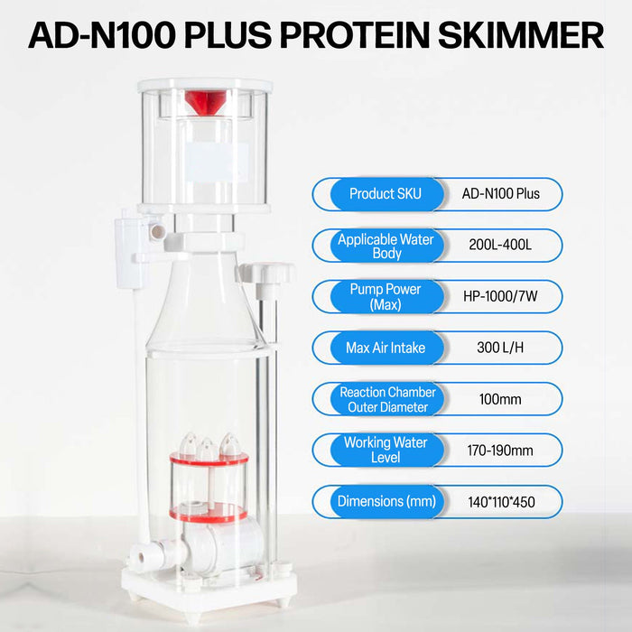 Aqua Dream Protein Skimmer 35-150 Gal Ocean Coral Reef Fish Saltwater Aquarium Pump AD-N100PLUS