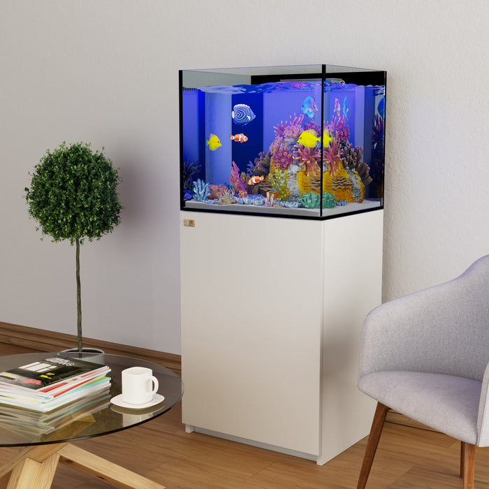 Aqua Dream 50 Gallon Reef Tank Aquarium Ultra Clear Glass & Built in Sump All White