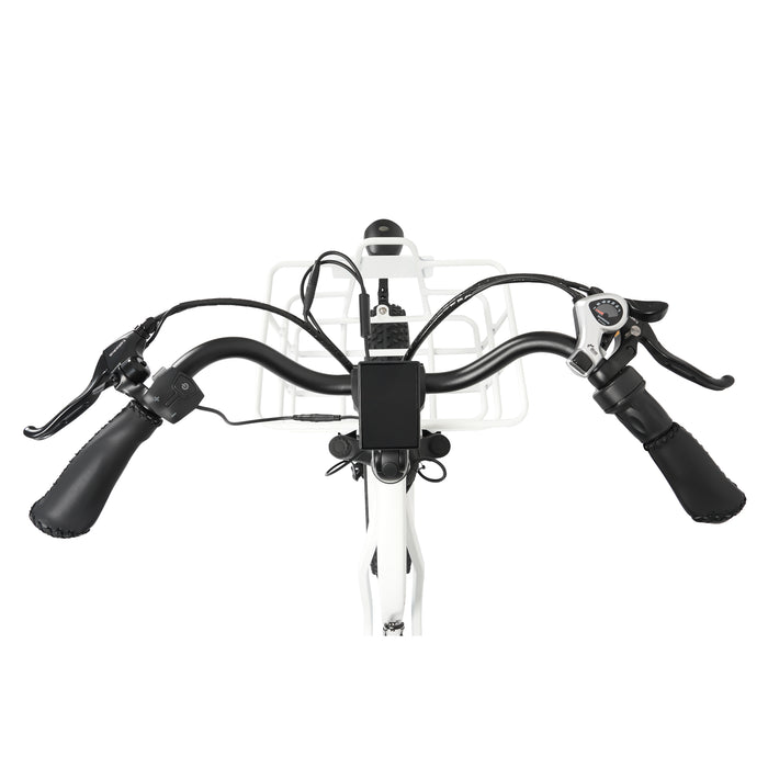 Ecotric 48V 24"x4.0 Front 20"x4.0 Rear Tires Tricycle electric bike with Front Basket  + Rear Rack-senior