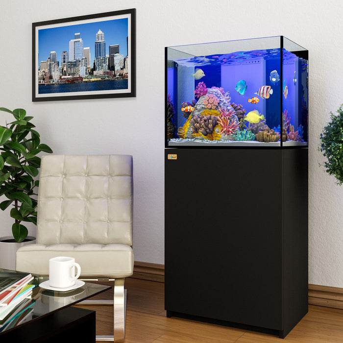 Aqua Dream 50 Gallon Coral Reef Aquarium Ultra Clear Glass Tank & Built in Sump All Black