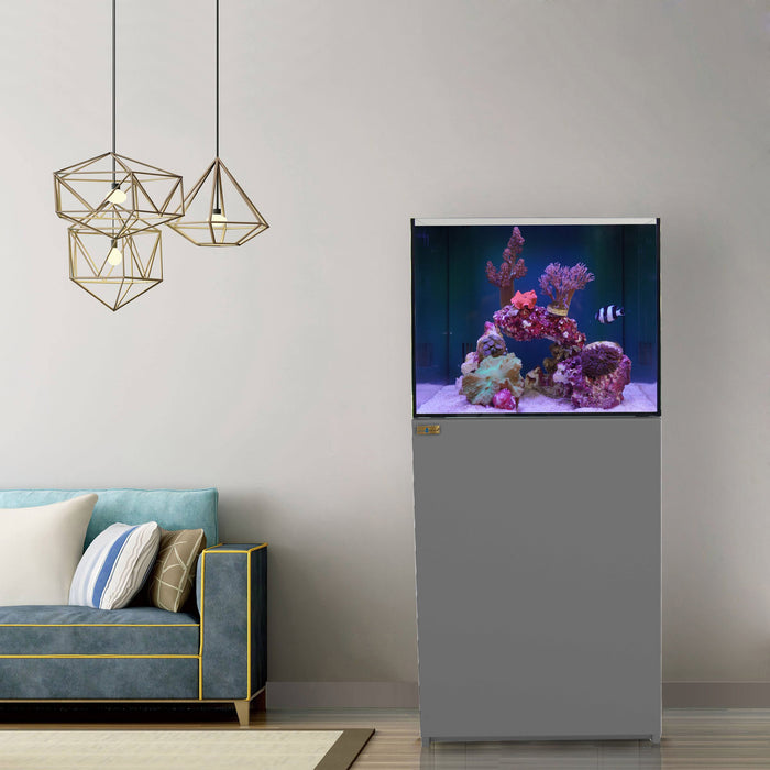 Aqua Dream Coral Reef 90 Gallon Aquarium Ultra Clear Glass Tank & Built in Sump Silver
