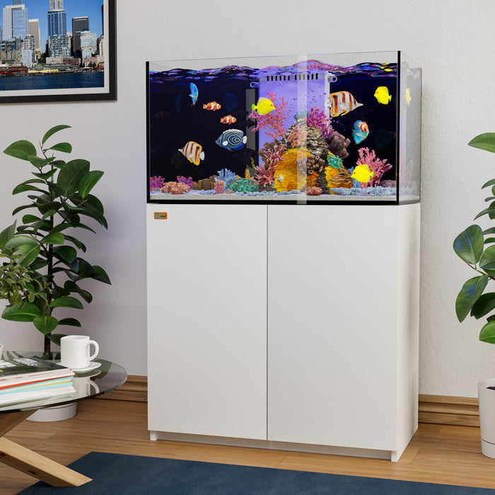 Aqua Dream 100 Gallon Coral Reef Aquarium Ultra Clear Glass Tank & Built in Sump White