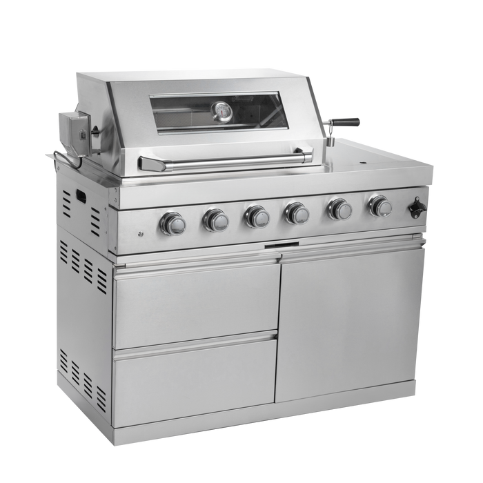 85" 4-Burner 72,000 BTU Stainless Outdoor Kitchen Island Grill with Wine Cooler & Sink Silver