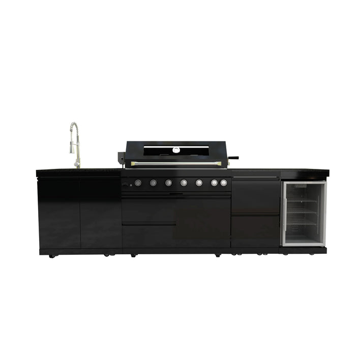 115" 6-Burner 85,000 Black Outdoor Kitchen Island Grill Rotisserie kit