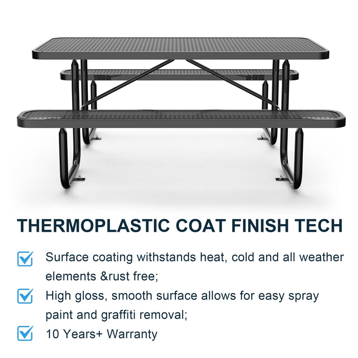 Chery Industrial 6 ft Metal Picnic Tables for Outdoors