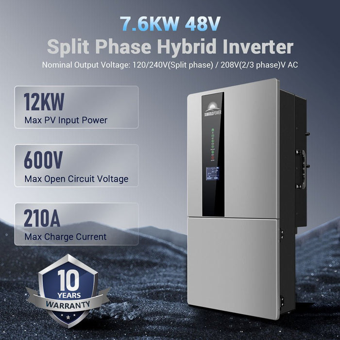 SungoldPower 7.6KW/ 11.4KW Hybrid Inverter 48V Split Phase SGN11.4KHB-48/ SGN7.6K1HB-48