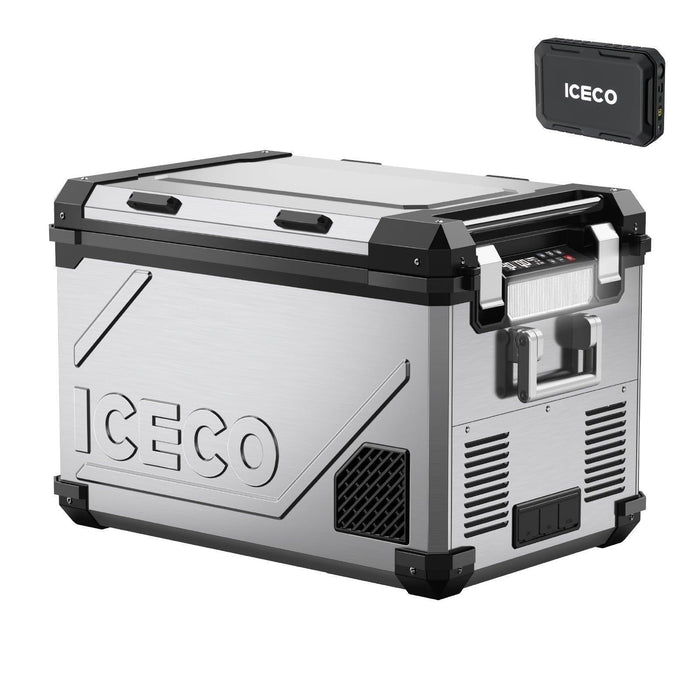 ICECO APL55-Silver Power Combo Dual Zone 12 Volt Fridge with Magnetic Battery