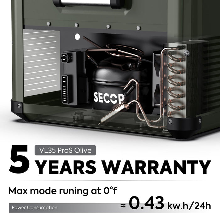 ICECO NEW！37QT VL35ProS Olive 12V Metal Single Zone Fridge Freezer