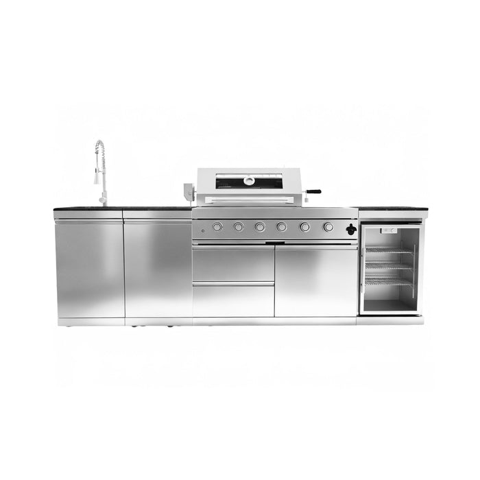 104" 4-Burner 72,000 BTU Silver Outdoor Kitchen Island Grill  with Storage Cabinets & Drawers
