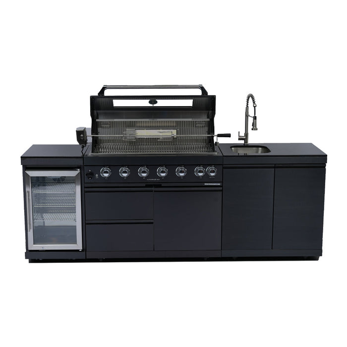 96" 6-Burner 85000 BTU Deluxe Stainless Steel Gas Outdoor Kitchen Island Grill with Wine Cooler & Sink