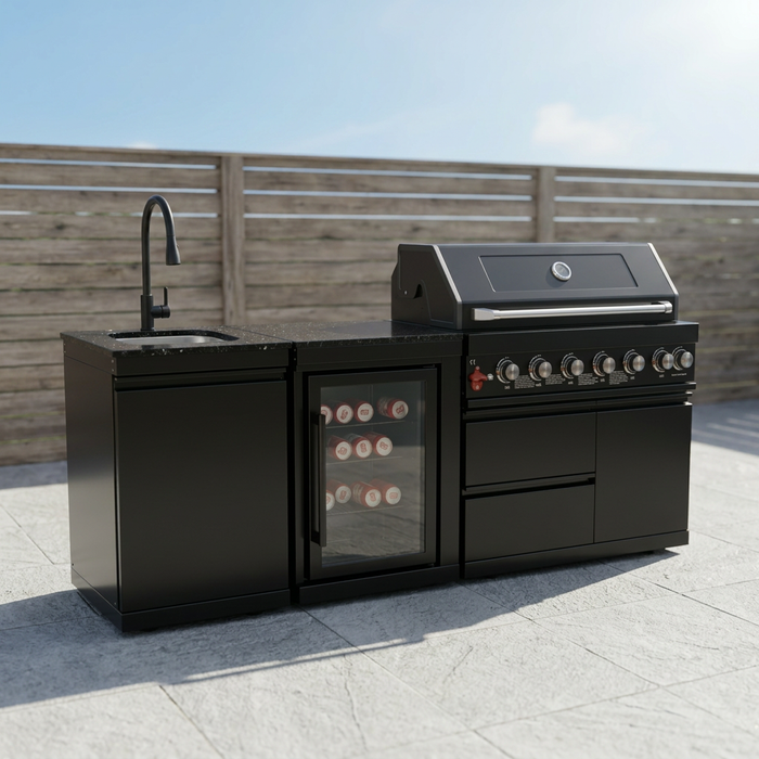 82" 6-Burner 85,000 BTU Gas Outdoor Kitchen Island Grill Stainless Steel Sink Wine Cooler