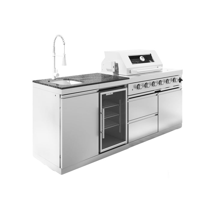 85" 4-Burner 72,000 BTU Stainless Outdoor Kitchen Island Grill with Wine Cooler & Sink Silver