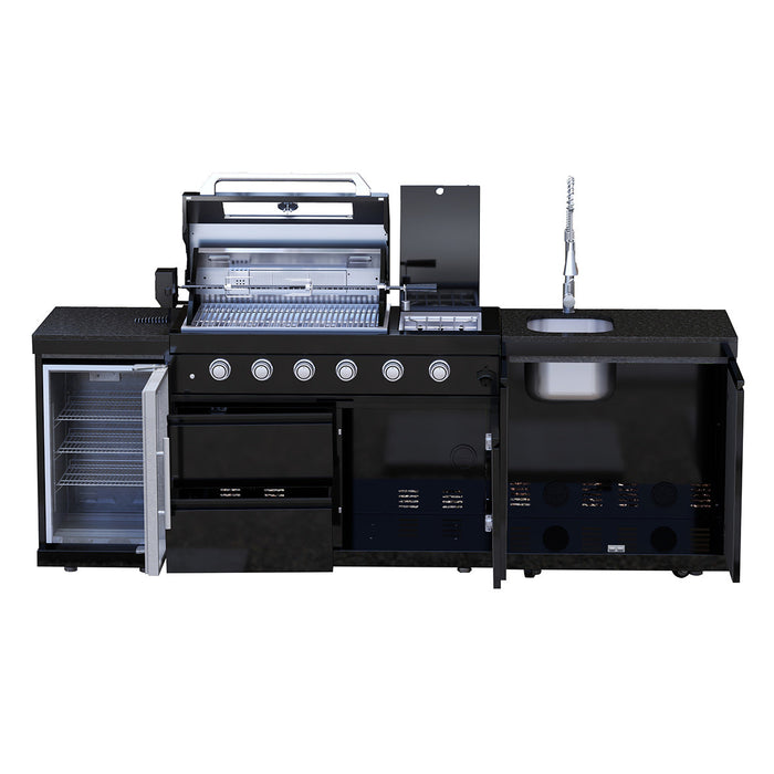 98" 4-Burner 72,000 BTU Stainless Outdoor Kitchen Island Grill with Wine Cooler & Sink