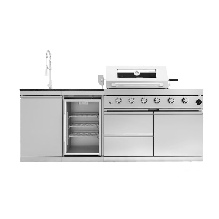 85" 4-Burner 72,000 BTU Stainless Outdoor Kitchen Island Grill with Wine Cooler & Sink Silver