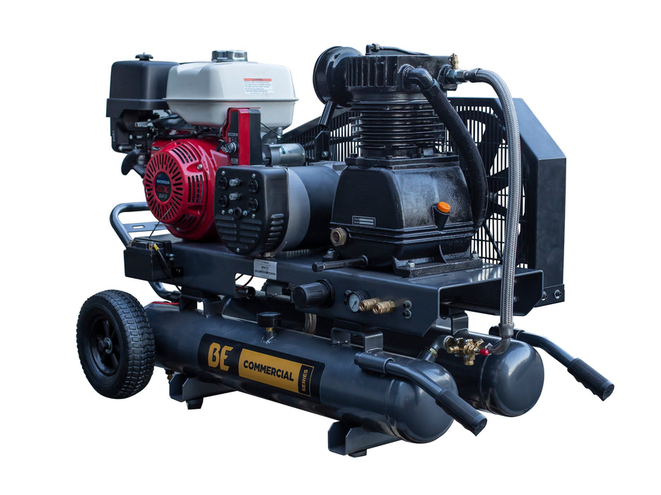 BE Power 16 CFM @ 175 PSI Gas Air Compressor / Generator with Honda GX390 Engine - AC138HEG2