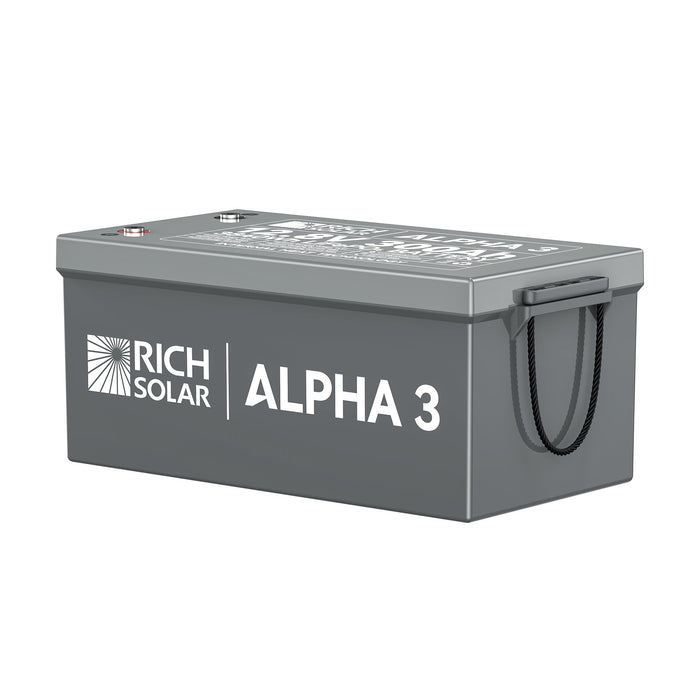 Rich Solar ALPHA 3 12V 300Ah LiFePO4 Battery (3.84kWh), Internal Heating, Bluetooth, IP65 Lithium Battery for RVs, Cabins