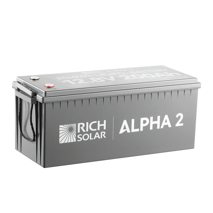 Rich Solar ALPHA 2 | 12V 200Ah LiFePO4 Battery | Powerful 12V Lithium Battery for RVs, Trailers, Vans, Boats, Off-Grid | 5,000 Lifetime Cycles | Bluetooth and Internal Heat Technology