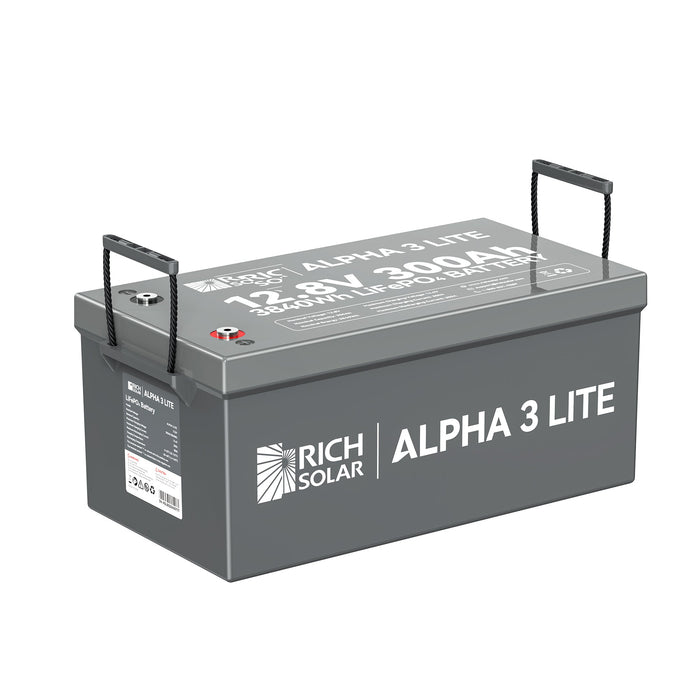 Rich Solar ALPHA 3 LITE | 12V 300Ah LiFePO4 Battery |12V Lithium Battery for RVs, Cabins, Off-Grid | 4,000 Lifetime Cycles