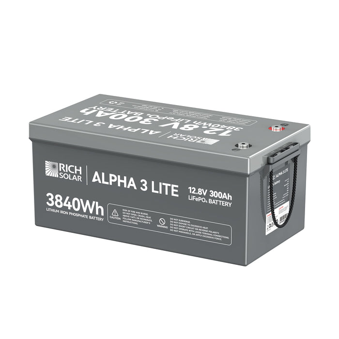 Rich Solar ALPHA 3 LITE | 12V 300Ah LiFePO4 Battery |12V Lithium Battery for RVs, Cabins, Off-Grid | 4,000 Lifetime Cycles