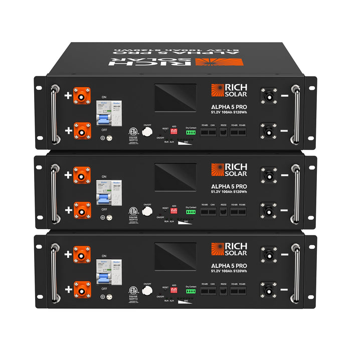 Rich Solar ALPHA 5 PRO | 51.2V 100Ah LiFePO4 Battery | Premium 48V Server Rack Lithium Battery for Residential, Commercial, RVs, Off-Grid | 7,000 Lifetime Cycles | 10 Year Warranty | UL1973, UL9540A Certified