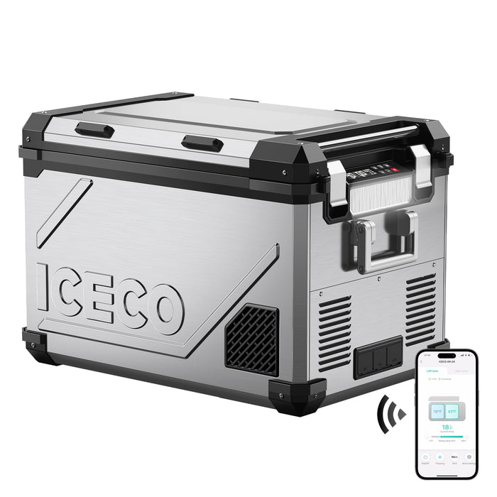 ICECO APL55-Silver Power Combo Dual Zone 12 Volt Fridge with Magnetic Battery
