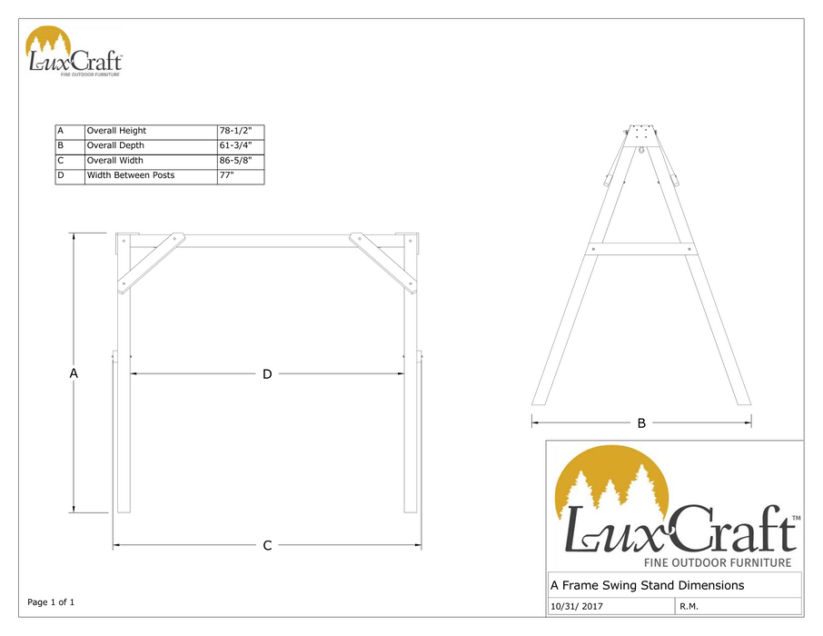 LuxCraft  A-Frame Vinyl Swing Stand (SWING SOLD SEPARATELY)