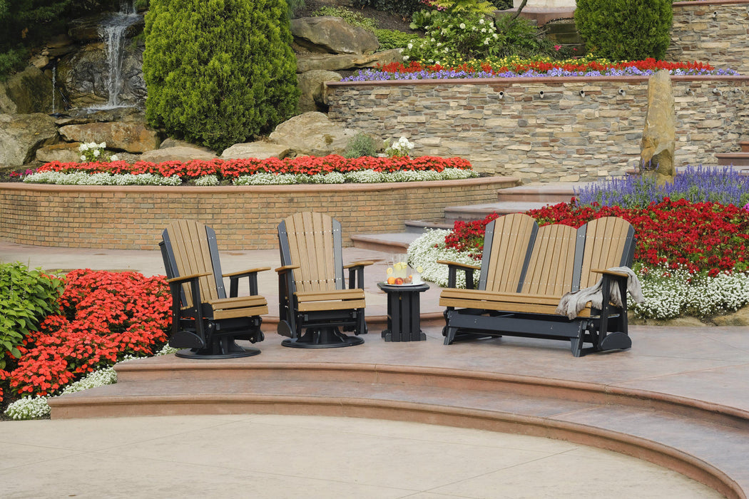 LuxCraft Recycled Plastic 5' Adirondack Glider Chair With Flip Down Center Console
