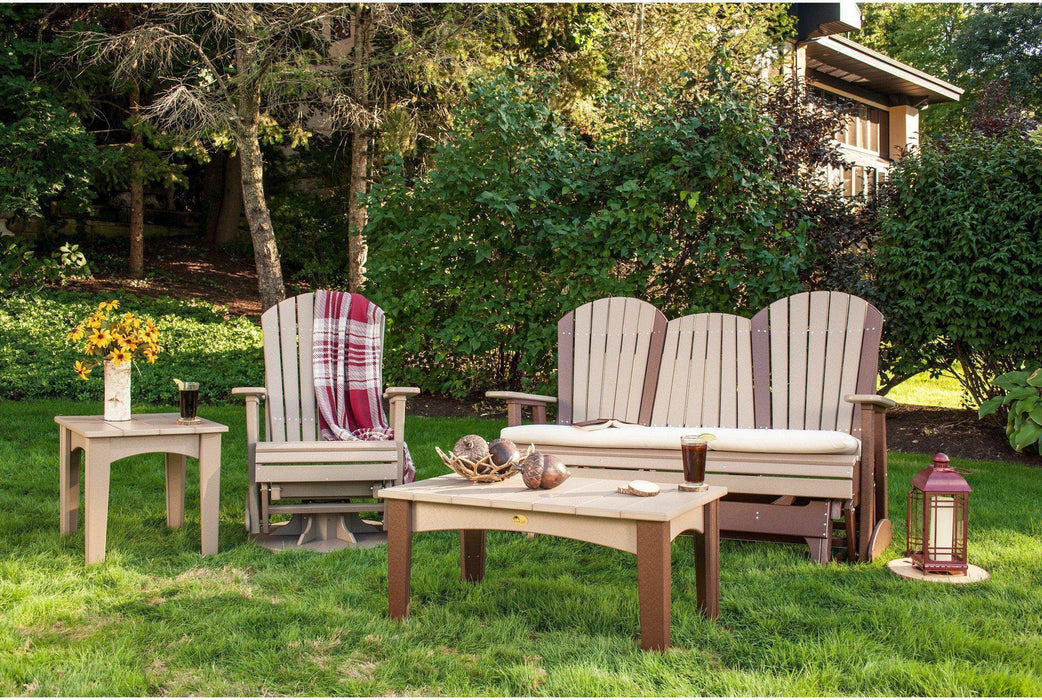 LuxCraft Recycled Plastic 5' Adirondack Glider Chair With Flip Down Center Console