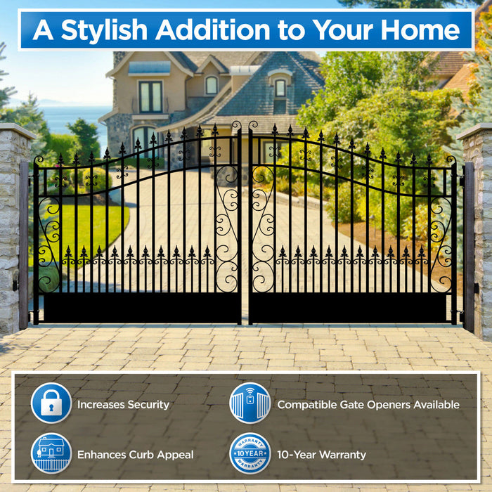 Chery Industrial 18’ x 6’ Steel Dual Swing Driveway Gate Venice‑Style