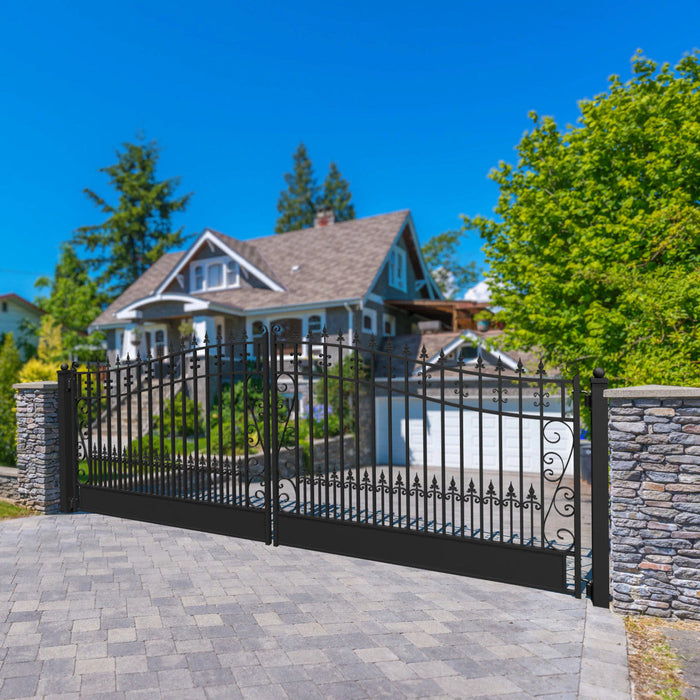 Chery Industrial 18’ x 6’ Steel Dual Swing Driveway Gate Venice‑Style