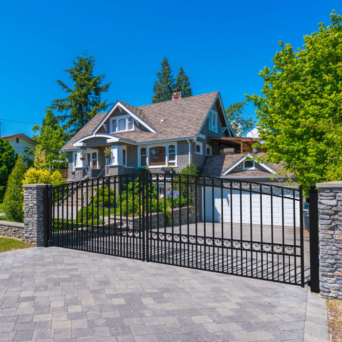Chery Industrial 18’ x 6’ Steel Dual Swing Driveway Gate Paris‑Style