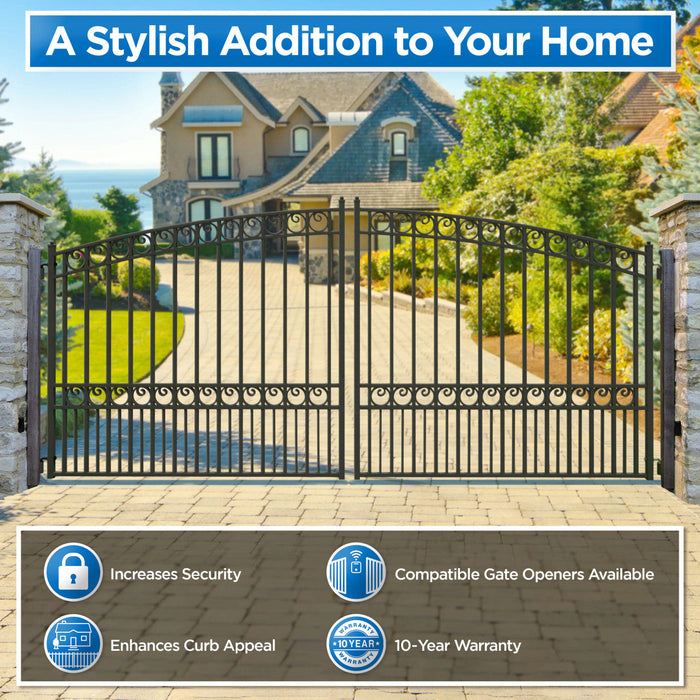 Chery Industrial 18’ x 6’ Steel Dual Swing Driveway Gate Paris‑Style
