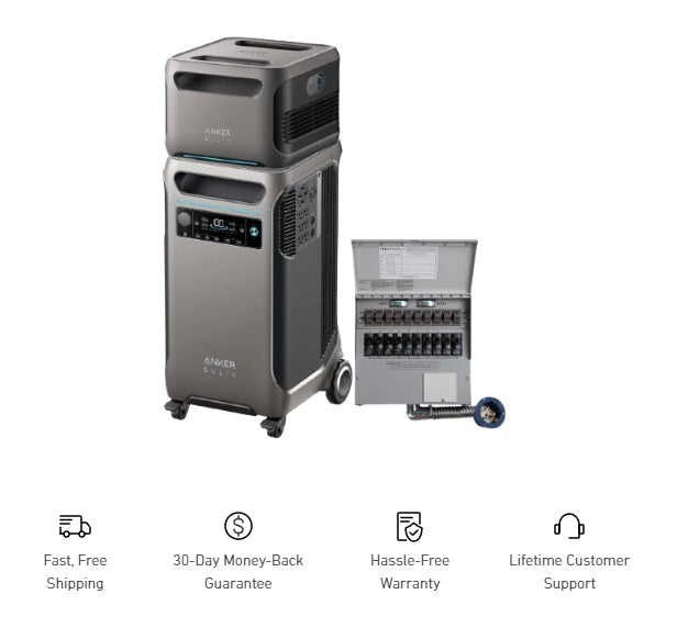 Anker SOLIX F3800 + Anker SOLIX B3600 Expansion Battery + Home Backup Kit (Transfer switch)