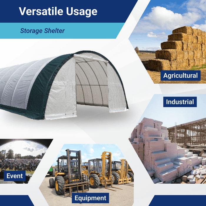 Chery Industrial Single Truss Arch Storage Shelter W30'xL65'xH15'