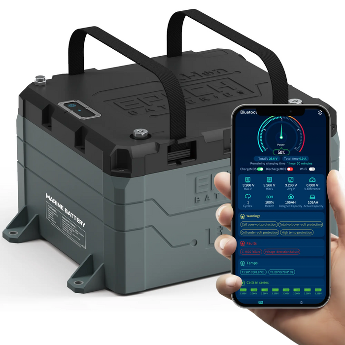 Epoch Batteries 48V 50Ah | Marine Battery | Lithium Trolling Motor Battery | Heated & Bluetooth | LiFePO4 Battery