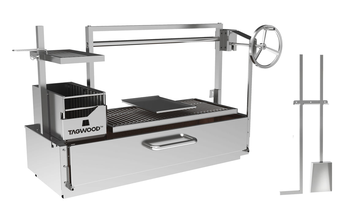 Tagwood BBQ XL Built-In Santa Maria Argentine Wood Fire & Charcoal Gaucho Grill OPEN FIRE COOKING | BBQ25SS
