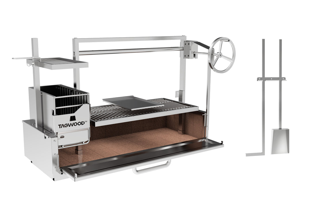Tagwood BBQ XL Built-In Santa Maria Argentine Wood Fire & Charcoal Gaucho Grill OPEN FIRE COOKING | BBQ25SS