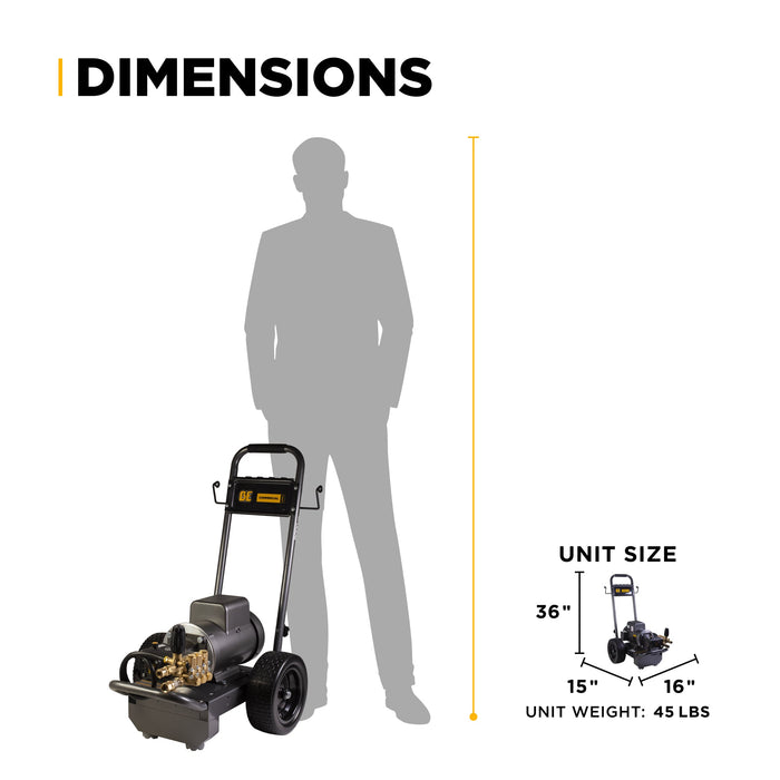 BE Power 2,000 PSI 3.5 GPM 5.0 HP Electric Pressure Washer with Baldor Motor and AR Triplex Pump - B205EA