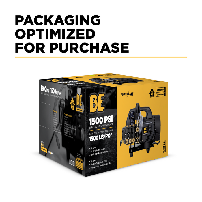 BE Power 1,500 PSI 1.6 GPM 1.5 HP Portable Electric Pressure Washer – P1515EPN